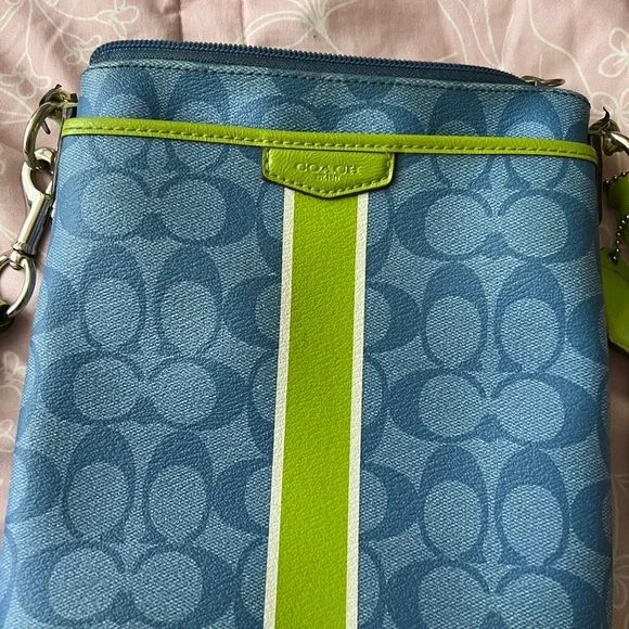 Coach Blue and Lime Crossbody Bag - Picture 2 of 5